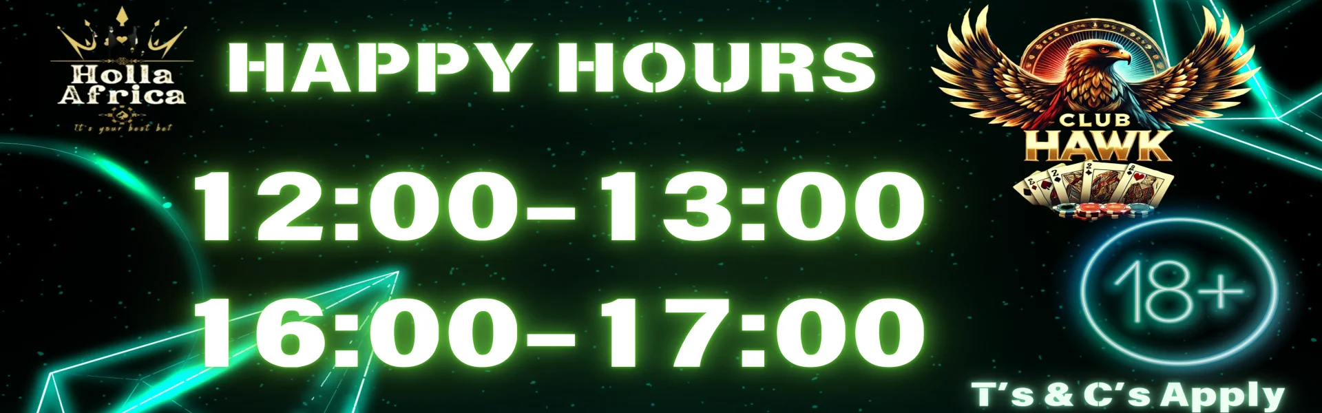 Cash Back Promotion - 50% During Happy Hours + 15% All Deposits
